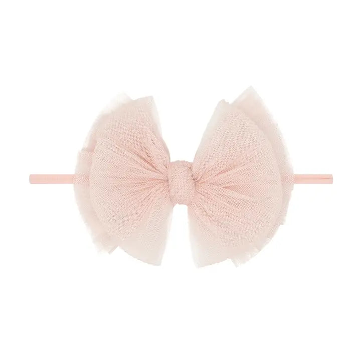 Tulle FAB® soft nylon headband with tulle bow: Rose Quartz