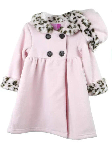 Good Lad Toddler Girl Pink Fleece Dress coat with Hat