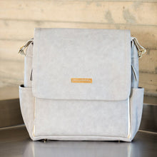 Load image into Gallery viewer, BOXY BACKPACK IN GREY MATTE LEATHERETTE - PETUNIA PICKLE BOTTOM
