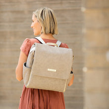 Load image into Gallery viewer, BOXY BACKPACK IN GREY MATTE LEATHERETTE - PETUNIA PICKLE BOTTOM
