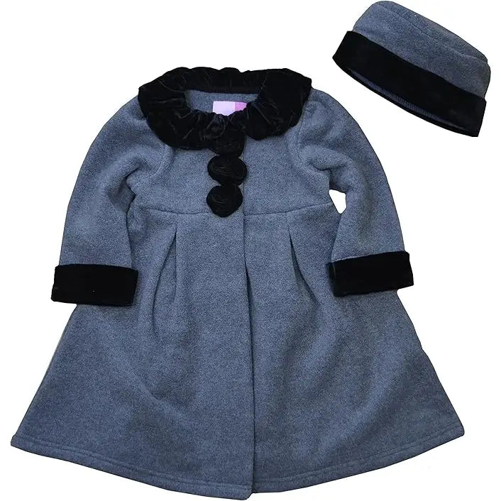 Good Lad Toddler Girls Elegant Dressy Fleece Coat with Hat (Gray)