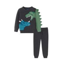 Load image into Gallery viewer, Kids (2-4) Sweater Set | Charcoal Dinosaur
