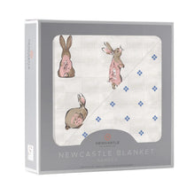 Load image into Gallery viewer, Powder Pink Bunnies &amp; Periwinkle Diamond Polka Dot Blanket
