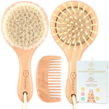 Load image into Gallery viewer, KeaBabies Baby Round Hair Brush and Com Set
