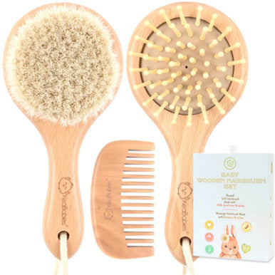 KeaBabies Baby Round Hair Brush and Com Set