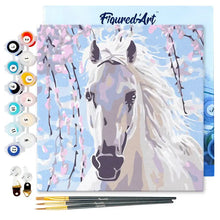 Load image into Gallery viewer, Mini Paint by numbers framed - White Horse And Flowers
