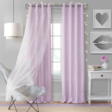 Load image into Gallery viewer, Aurora Kids Blackout Sheer Sparkle Overlay Curtain Panel (Lavender)
