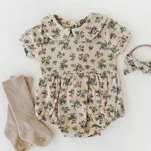 Load image into Gallery viewer, Violetta Floral Romper + Bow
