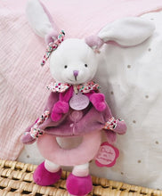 Load image into Gallery viewer, Cerise the pink rabbit rattle plush toy - 19 cm
