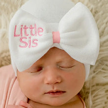 Load image into Gallery viewer, Little SIS White Bow Newborn Girl Hat Baby Girls

