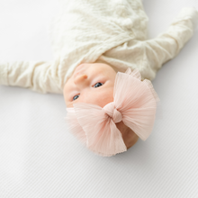 Load image into Gallery viewer, Baby Bling® Tulle FAB® Soft Nylon Headband With Tulle Bow (Pleated Rose Quartz)
