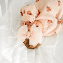 Load image into Gallery viewer, Baby Bling® Tulle FAB® Soft Nylon Headband With Tulle Bow (Pleated Rose Quartz)
