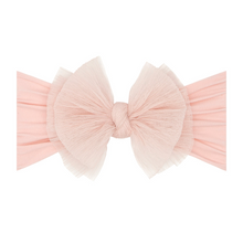 Load image into Gallery viewer, Baby Bling® Tulle FAB® Soft Nylon Headband With Tulle Bow (Pleated Rose Quartz)
