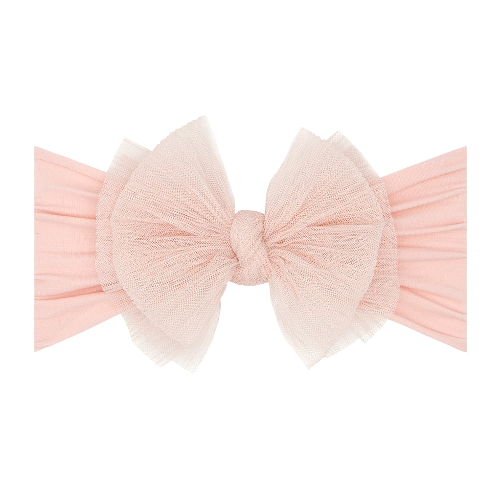 Baby Bling® Tulle FAB® Soft Nylon Headband With Tulle Bow (Pleated Rose Quartz)