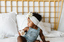 Load image into Gallery viewer, Baby Bling® Waffle Fab Textured Soft Nylon Bow Headband (White)
