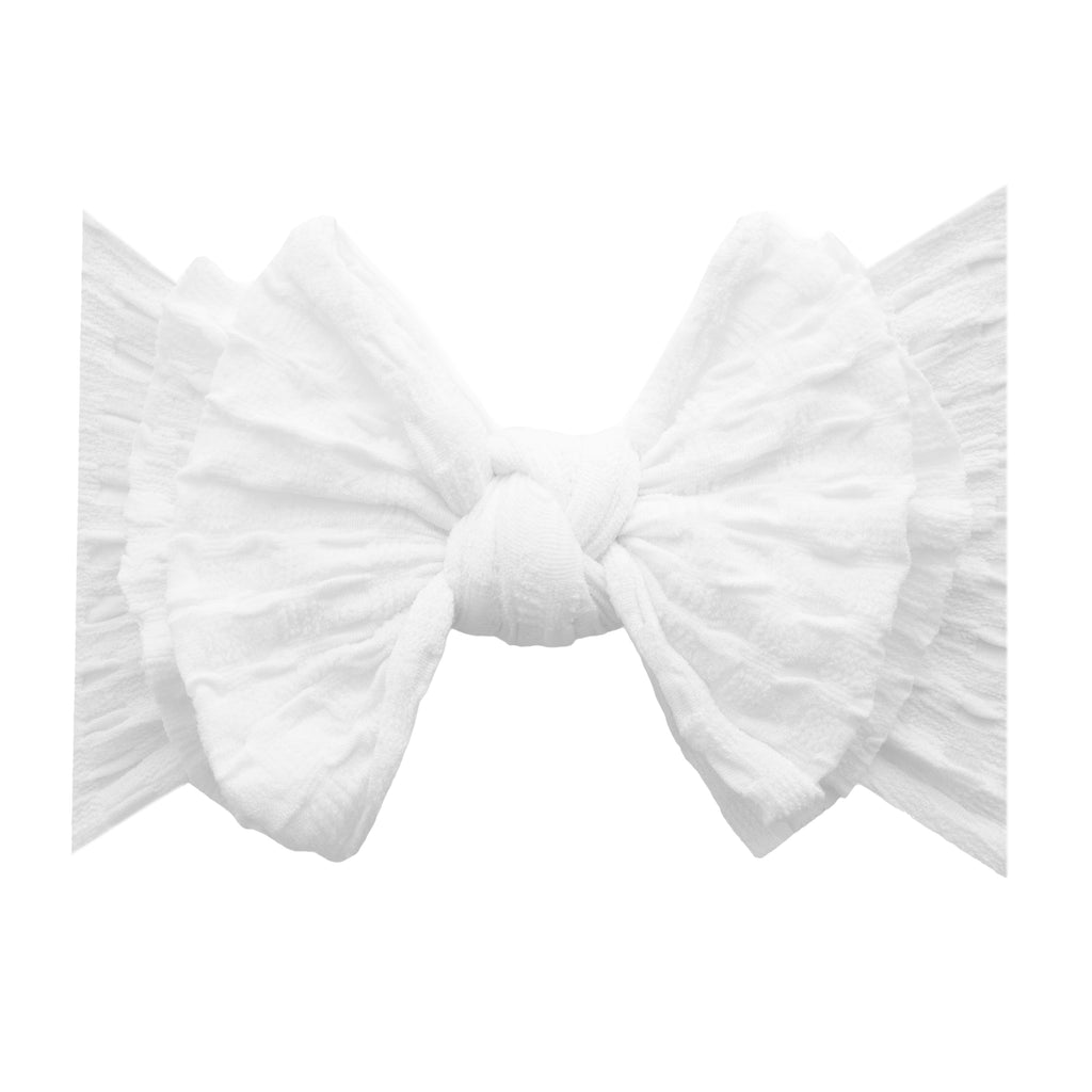 Baby Bling® Waffle Fab Textured Soft Nylon Bow Headband (White)