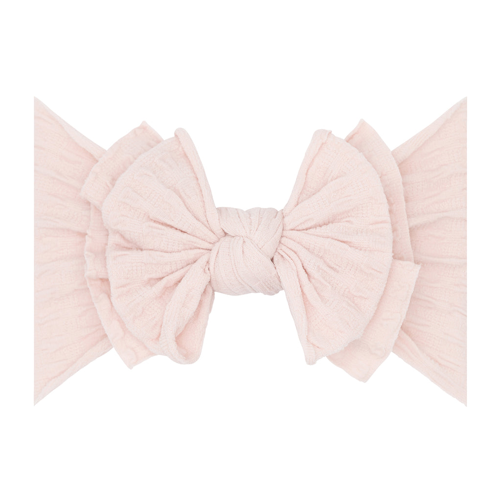 Baby Bling® Waffle Fab Textured Soft Nylon Bow Headband (Rosebud)