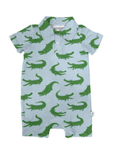 Load image into Gallery viewer, Blue Alligators - SS Polo Romper
