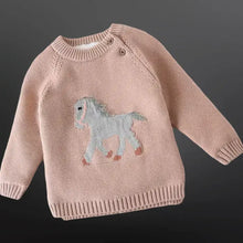 Load image into Gallery viewer, Equestrian Western Horse Knit Baby Sweater
