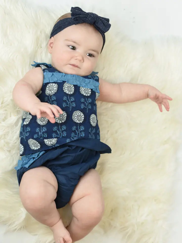 Limited Edition - Ruffled Indigo Top With Diaper Cover Set : Infant : Baby