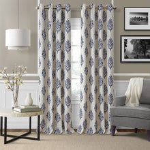 Load image into Gallery viewer, Navara Medallion Room Darkening Window Curtain (Navy)
