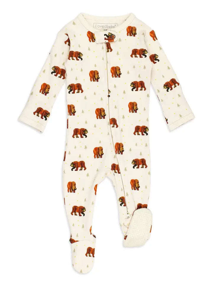 Brown Bear | Organic Zipper Footie