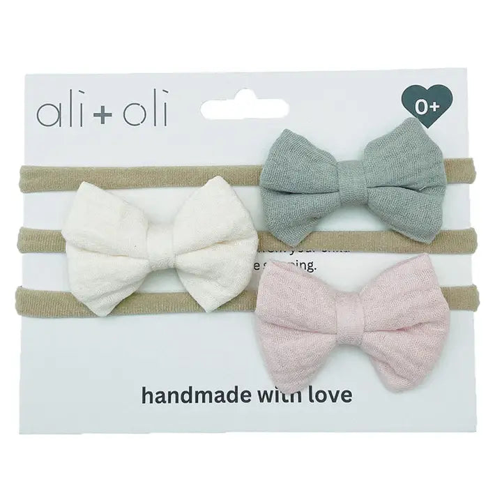 Baby Headband Bow Set (Cream)