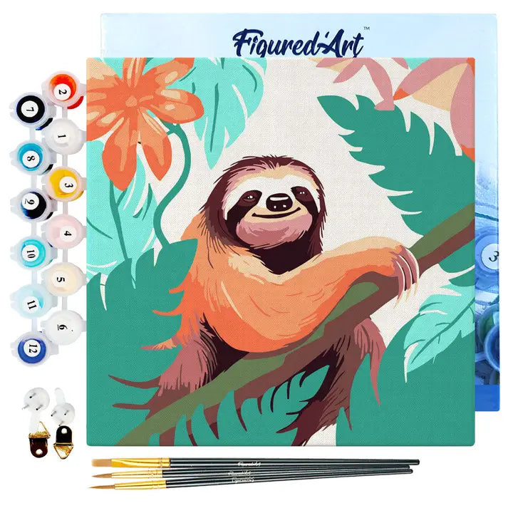 Mini Paint by numbers framed - Tropical Sloth