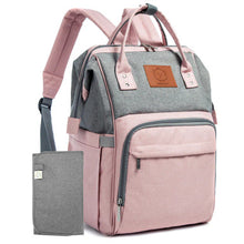 Load image into Gallery viewer, Original Diaper Backpack with Changing Pad- Pink Gray
