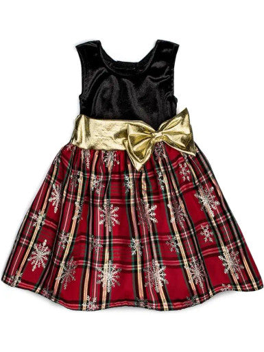 Good Lad Toddler Girls Velvet & Christmas Plaid Dress