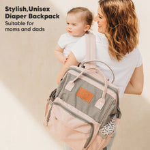 Load image into Gallery viewer, Original Diaper Backpack with Changing Pad- Pink Gray
