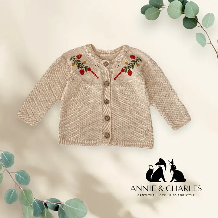 Annie & Charles® floral embroidered knit jacket