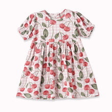 Load image into Gallery viewer, Cherry Picnic Puff Sleeve Bamboo Dress
