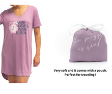 Load image into Gallery viewer, Hello Mello® Let Me Sleep V-Neck Sleep Shirt (Pink)
