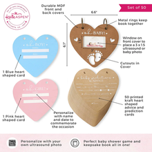 Load image into Gallery viewer, Baby Shower Prediction Advice Card Keepsake Book - Kraft Heart Shape
