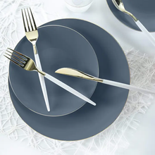 Load image into Gallery viewer, Round Slate • Gold Plastic Plates | 10 Pack
