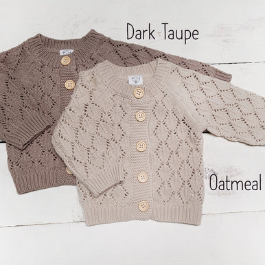 Diamond lace Knit Cardigan buttoned | Annie (Dark Taupe)