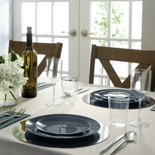 Load image into Gallery viewer, Round Slate • Gold Plastic Plates | 10 Pack
