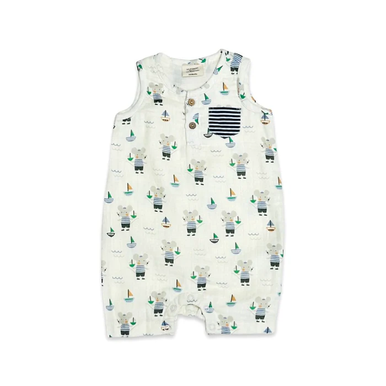 Mouse Sailor Henley Baby Short Romper (Organic Muslin)