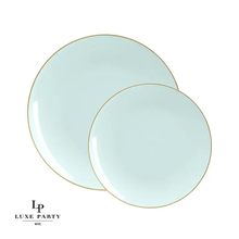 Load image into Gallery viewer, Round Mint • Gold Plastic Plates | 10 Pack

