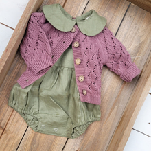 Load image into Gallery viewer, Diamond lace Knit Cardigan buttoned | Annie (Plum)
