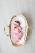 Load image into Gallery viewer, Newborn Knotted Baby Gown HEADBAND &amp; HAT Set - Pink
