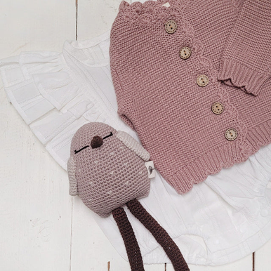 Sophia Cotton Knit Button Cardigan (Dusty Pink Sophia)