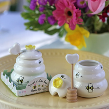 Load image into Gallery viewer, Sweet As Can Bee Ceramic Honey Pot with Wooden Dipper
