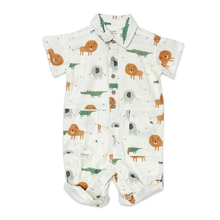 Load image into Gallery viewer, Savannah Collar &amp; Button Baby Playsuit Romper (Organic Muslin)
