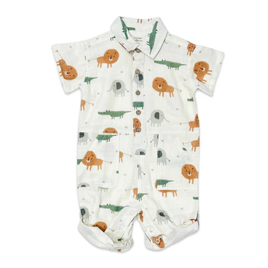 Savannah Collar & Button Baby Playsuit Romper (Organic Muslin)