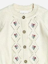 Load image into Gallery viewer, Floral Pointelle Knit Baby Cardigan (Organic Cotton)
