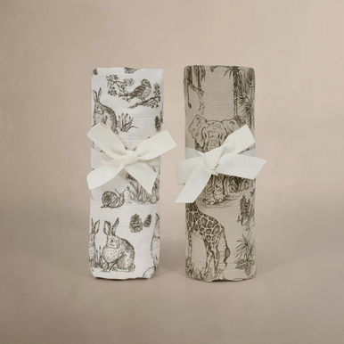 'VINTAGE SAFARI' & 'WOODLAND' NURSERY - MUSLIN SWADDLE BLANKET SET