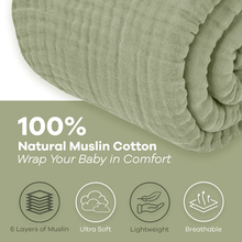 Load image into Gallery viewer, Adult Muslin Blanket by Comfy Cubs in Sage
