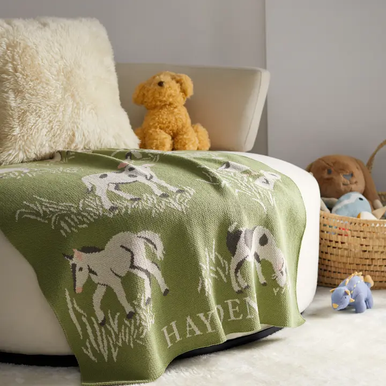 Baby Farm Personalized Blanket (Apple/Cream/Light Pink/Elephant)